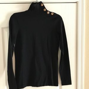 I.N.C,  Medium, Black, Mock neck sweater with gold buttons